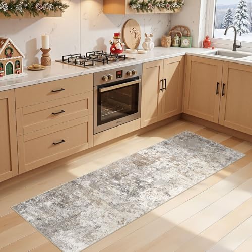 2x6 Washable Runner Rug for Hallway (Brown Grey / 2' x 6' (Runner))