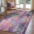 Washable 3'x5' Abstract Area Rug for Living Room Purple Multi (Purple/Orange/Teal/Green/Red / 3' x 5' (Rectangular))