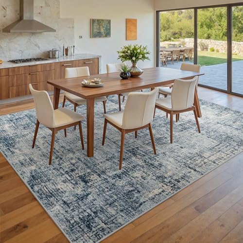 10x14 Washable Area Rug for Living Room Bedroom (Blue/Gold / 10' x 14' (Rectangular))