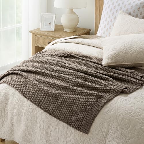 HOME Chunky Chenille Knit Throw Blanket (Mocha Brown / 50" X 60")