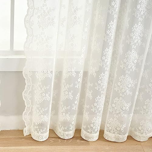 Vintage Lace Curtains 92 Inches Long (Ivory / 52"W x 92"L (Pack of 2))