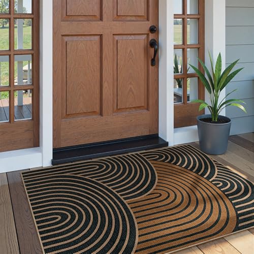 Modern Rainbow Easy Jute 3x5 Rug (3' x 5' (Rectangular) / Black/Multi-rainbow-2)