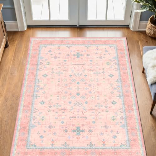 Nursery Area Rug 4x6 (4' x 6' (Rectangular) / Pink / Blue)