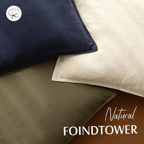 Linen Solid Decorative Throw Pillow Covers 18x18 Natural Beige (18" x 18" (Pack of 2) / Natural Beige)