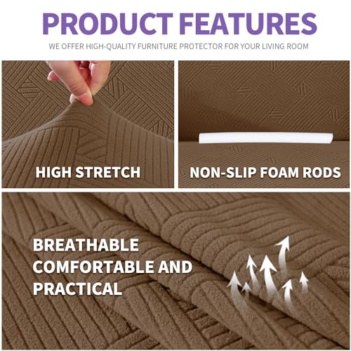 Super Stretch Sofa Cover (- Light Coffee / Large (72"-92"))