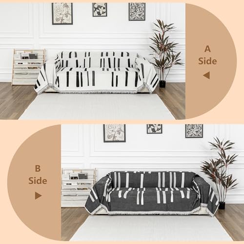 Sofa Covers for Sectional Sofa (71" x 134" / 2# Black Piano Key)