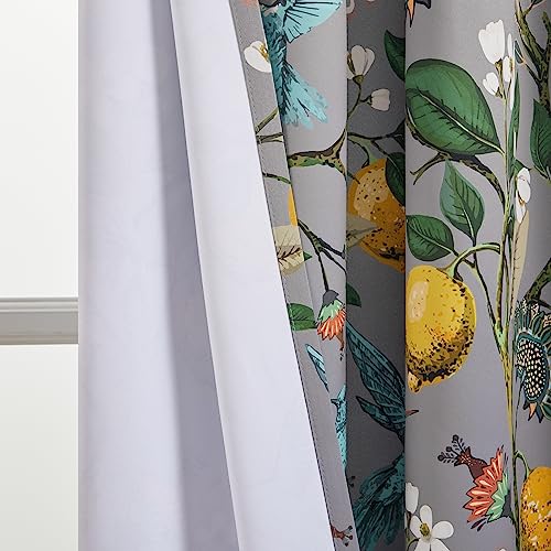 Gray Patterned Curtains 96 Inch Long for Living Room (Grey / 52"W x 96"L (Pack of 2))