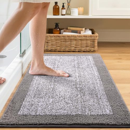 36x24 Bathroom Rugs Non Slip Washable (Light Grey / 2' x 3' (Rectangular))