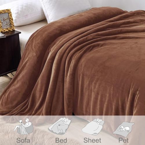Soft Fleece Blanket Twin Size for Bed (Brown / Twin XL (66" x 90"))