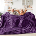 Fleece Blanket Soft Plush Oversized Bed Blanket Purple 120"x120" (Purple / Oversized King(120"x120"))