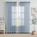 Dusty Blue Sheer Curtains 54 X 90 Inches (Dusty Blue / 54"W x 90"L (Pack of 2))