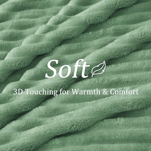 Ribbed Green Throw Blanket for Couch (Green / Throw(50"x60"))