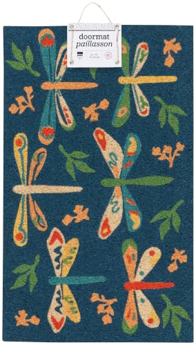 Dragonfly Natural Coconut Fiber Printed Doormat Vinyl Backed (Dragonfly / 1'6" x 2'6" (Rectangular))
