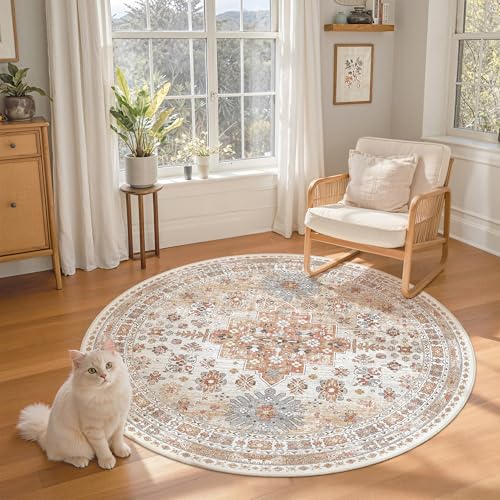 Round Rug 5ft (Orange / 5' (Round))