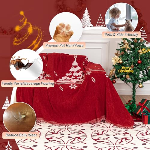 Couch Covers Couch Cover for Dogs Washable Couch Covers for Sectional Sofa Sofa Covers for 3 Cushion Couch Sofa Cover for Living Room Furniture Protector for Pets (71" x 134" / 6# Christmas)