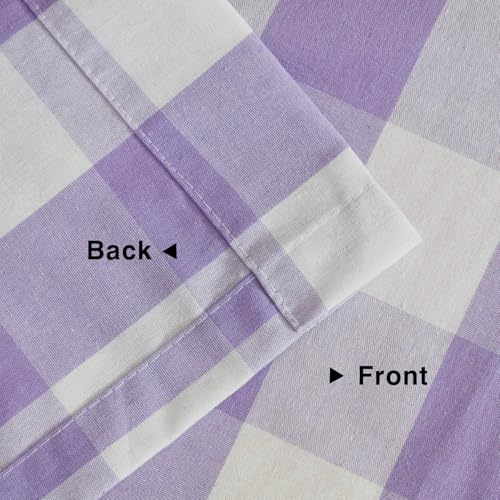 Buffalo Check Plaid Valances Gingham 1 Pack Tiers Rod Pocket Lightpurple and white Farmhouse Short Curtains For Windows Treatment Decor Small Curtains Over Sink For Kitchen (54"W x 16"L (Pack of 1) / Lightpurple and White)