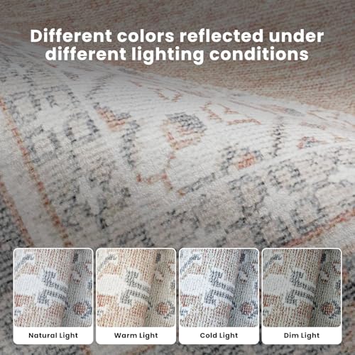 Washable Rugs 8x10 Area Rugs for Living Room (8' x 10' (Rectangular) / Gray-orange-black-green)