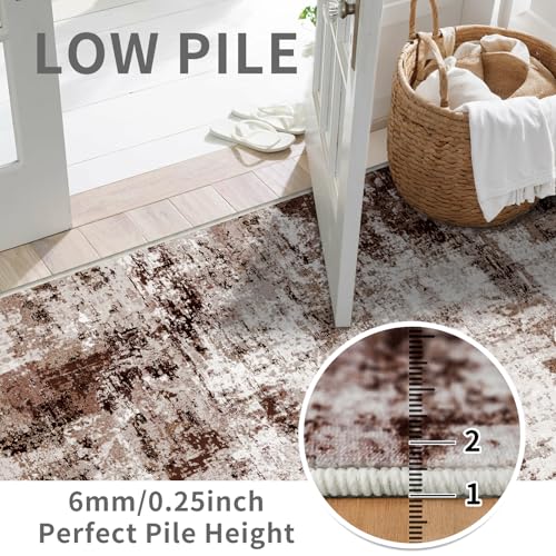 2x3 Small Washable Area Rug (Brown/Khaki/White / 2' x 3' (Rectangular))