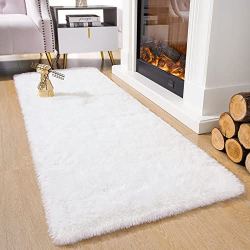 Soft Runner Rug for Bedroom Living Room Plush Fluffy Rugs 2x6 (Cream / 3' x 6' (Runner))