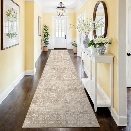 2'6"x12 Washable Runner Rug (Natural Beige / 2'6" x 12' (Runner))