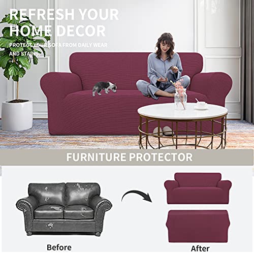 Stretch Oversized Loveseat Couch Covers Washable ASH Rose (Medium-XL Loveseat / Ash Rose)