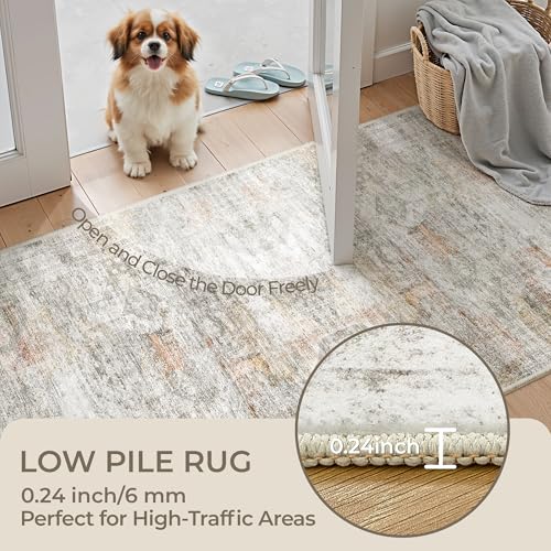 2'6 x 8' Runner Rug Non Slip (Grey/Rust / 2'6" x 8' (Runner))