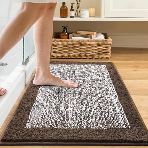 Bathroom Rugs 30x20 Non Slip Washable (Brown / 1'8" x 2'6" (Rectangular))