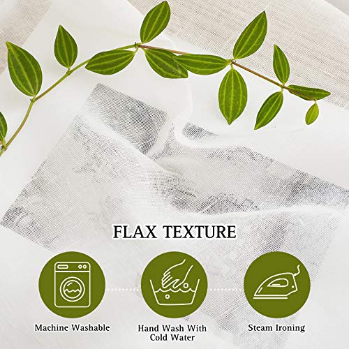 Linen Sheer Curtains Flax Textured (52"W x 63"L (Pack of 2) / Ivory)