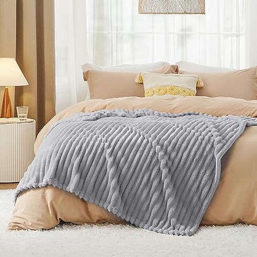 Soft Twin Blanket for Bed Decor Gifts Light Grey 60"x80" (Light Grey / Twin)