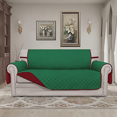 Reversible Couch Cover (Green/Christmas Red / Medium-XL Loveseat)