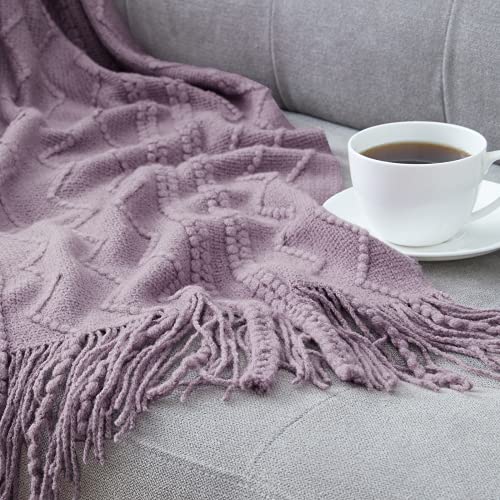 Light Lavender Throw Blanket 50x60Inch Knit Soft Throw Sofa Blanket (Light Lavender / 50"x60")