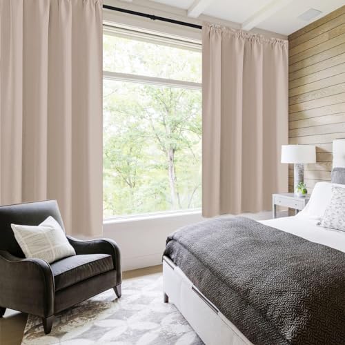 Blackout Curtains for Bedroom Living Room 52 x 63 Inch Long Camel (Camel / 52"W x 63"L (Pack of 2))