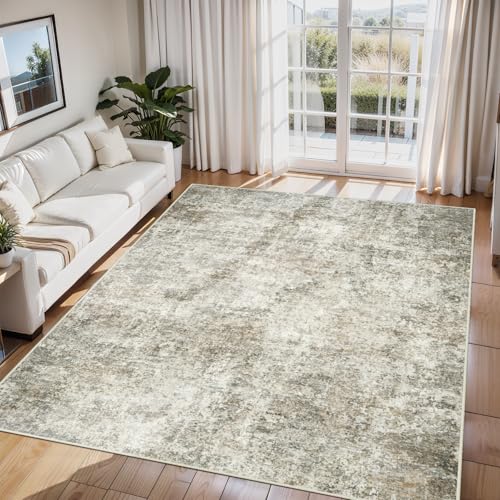 6x9 Area Rugs for Living Room Washable Bedroom Dining Room Beige Brown (Beige/Brown / 6' x 9' (Rectangular))