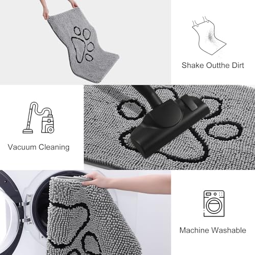 Dog Door Mat for Muddy Paws (47"X24" / Grey and Black)