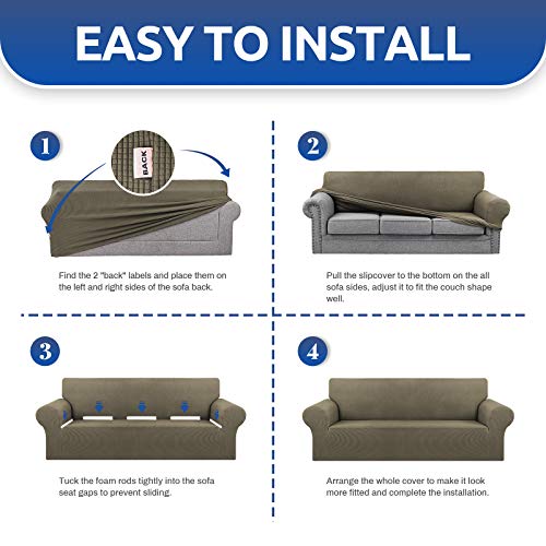 Stretch Couch Covers for Sofa (Khaki / Large)