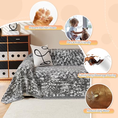 Couch Covers for 3 Cushion Couch Sofa (71" x 118" / 7# Grey Blur Mottling)