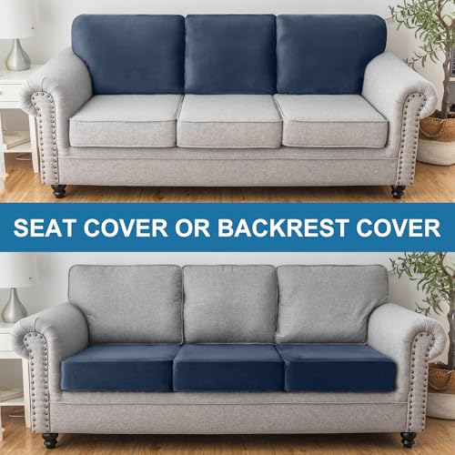 Couch Cover Stretch Velvet Sofa Cushion Cover 2 (Berlin Blue / 2PC Seater or Backrest)