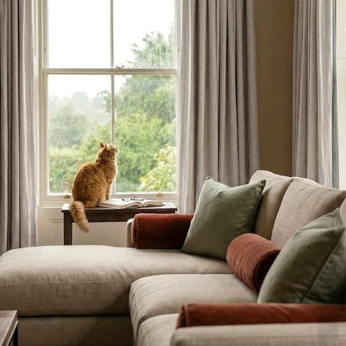 Natural Beige 100% Blackout Curtains for Bedroom 84 Inch Long (Natural Beige / 52"W x 84"L (Pack of 2))