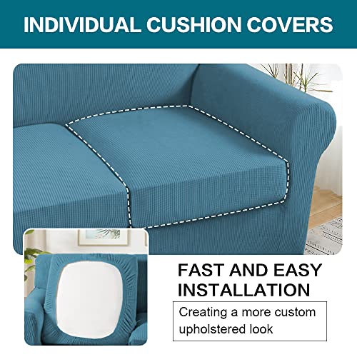 4 Piece Sofa Covers for 3 Cushion Couch Sofa Slipcover Soft Couch Cover for Dogs (XL Sofa (3 Cushion) / Storm Blue)