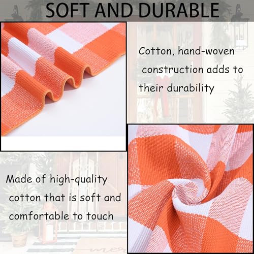 Orange and White Plaid Rug (Orange & White Plaid / 3' x 5' (Rectangular))