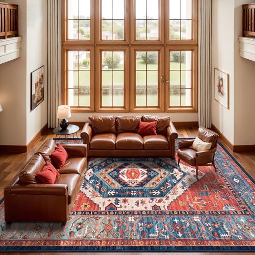 10x12 Washable Non Slip Boho Area Rug for Living Room (Rust/Multi / 10' x 12' (Rectangular))