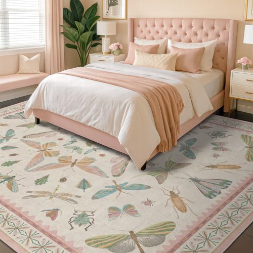 Cute Rugs for Bedroom Girls (8' x 10' (Rectangular) / Beige Pink)