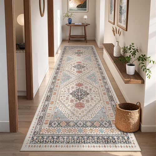 Kitchen Runner Rug Non Slip Washable Rugs 2.5x8 (Blue/Red/Multi / 2'6" x 8' (Runner))