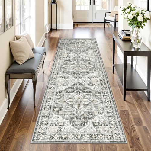 Runner Rug 2x8 Runners for Hallways Washable Rugs (Grey/Beige / 2' x 8' (Runner))