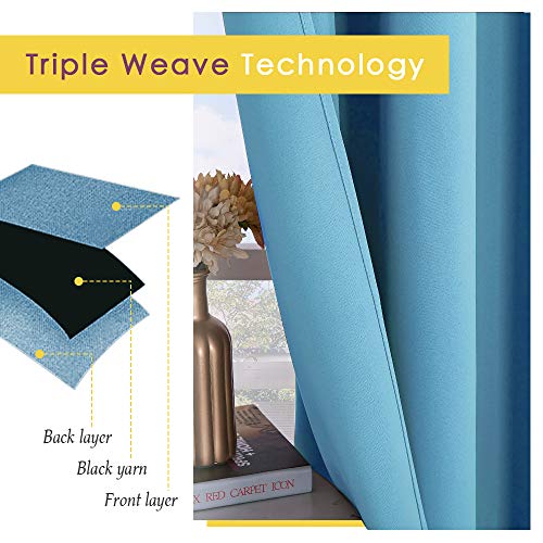 Teal Blue Blackout Curtain Panels for Bedroom (Teal Blue / 42"W x 40"L (Pack of 2))