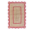 Scallop Pattern Jute Bohemian Area Rug (2'x18' (Runner) / Pink)