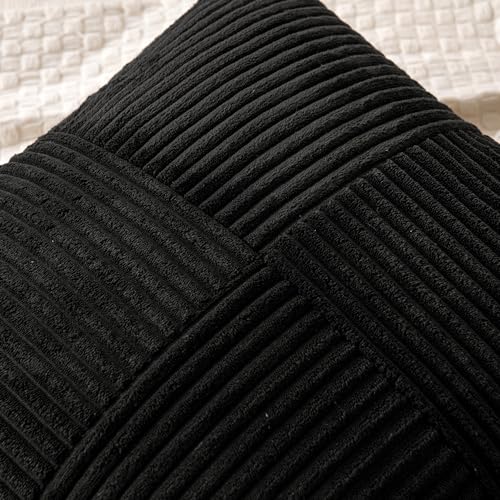 Black Decorative Throw Pillow Covers for Couch 18x18 Inch (18" x 18" (Pack of 2) / Black)