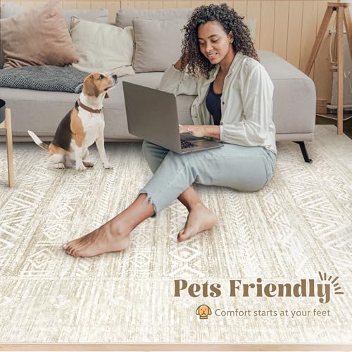 Washable Area Rug 5x7 (Ivory Beige / 5' x 7' (Rectangular))