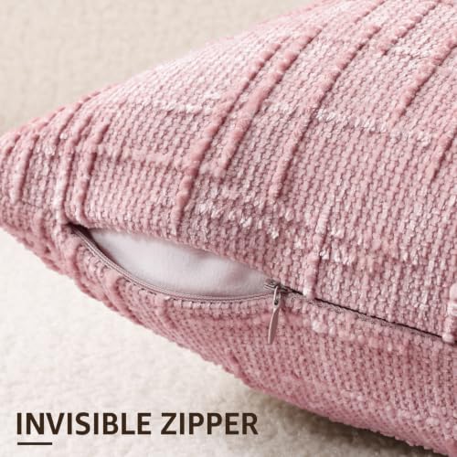 Textured Chenille Throw Pillow Covers 16x16 Set of 2 Blush Pink (Blush Pink / 16" x 16" (Pack of 2))
