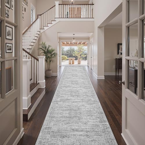 3x18 Runner Rug Non Slip (Grey/Ivory / 3' x 18' (Runner))